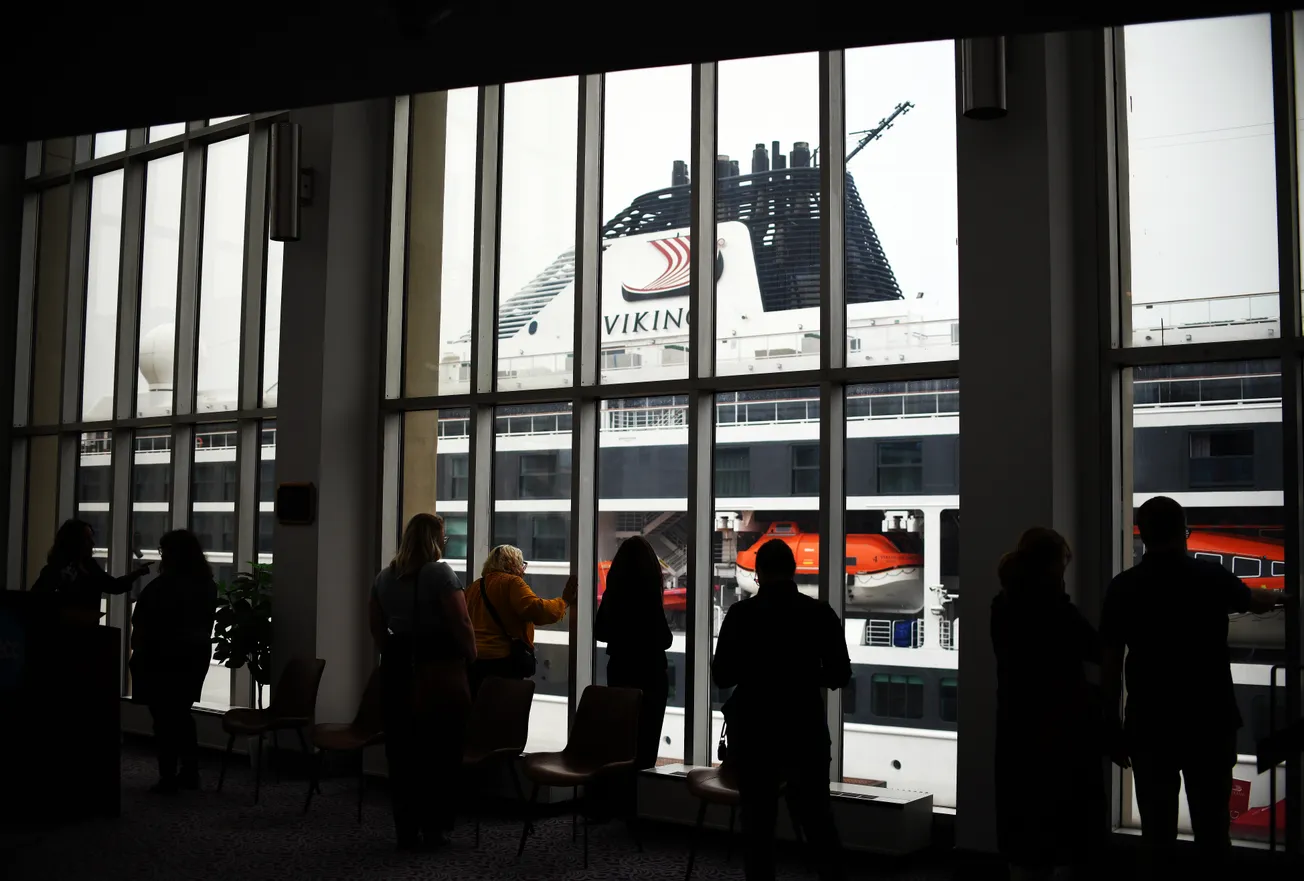 Viking Octantis cruise ship docked along DECC waterfront