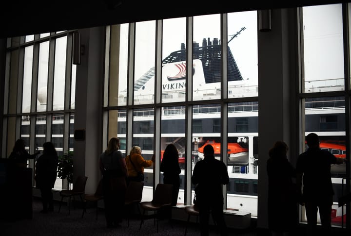 Viking Octantis cruise ship docked along DECC waterfront